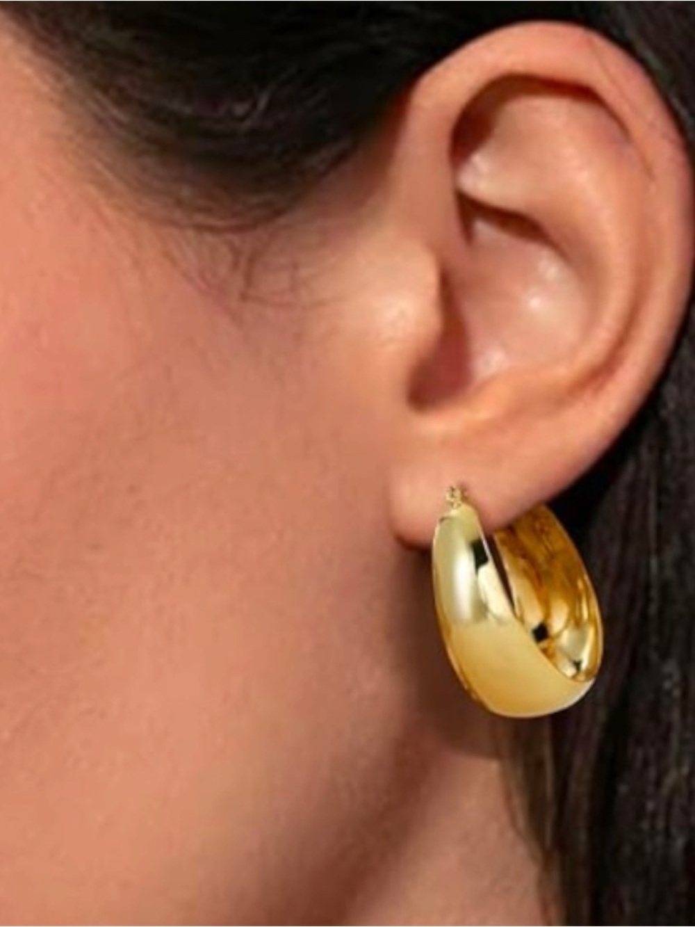 NEW! Gold Plated Sterling Silver 925 Hollow Hoop Earrings 30mm Women's Jewelry